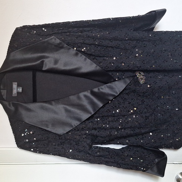dressbarn Jackets & Blazers - Dressbarn Woman Collection 18W Elegant Black Cocktail Satin Sequin Blazer